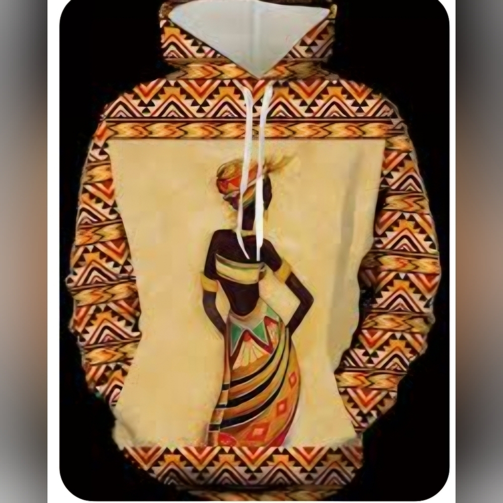 African Inspired Ethnic Tribal Pattern Lightweight Hoodie Unisex 3XL